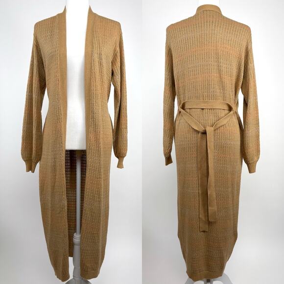 L Space Encinitas Longline Knit Cardigan Size XS Small Tan Beachy Casual Boho - Picture 3 of 15